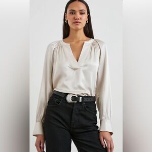 Rails Wynna blouse sleek boho peasant flowy chic neutral business casual femme